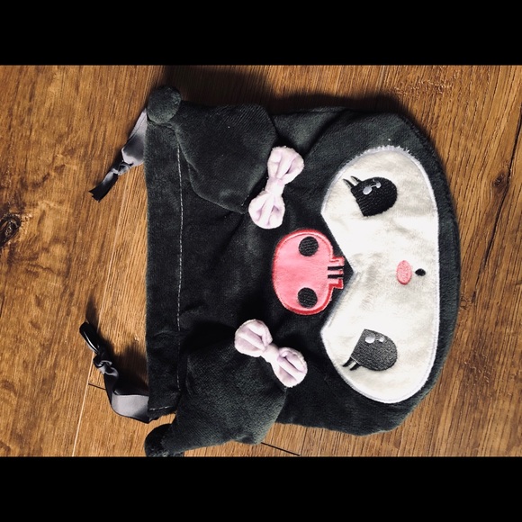 KUROMI-NWOT Soft Dark Gray Drawstring Pouch - Picture 9 of 12